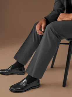 Black Signature Italian Leather Penny Loafers