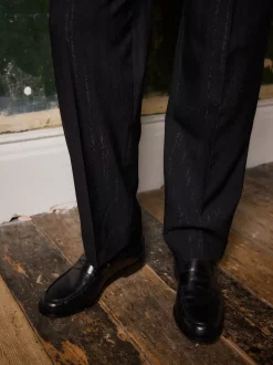 Black Signature Italian Leather Penny Loafers