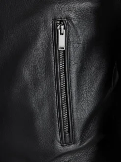 Black Signature Leather Bomber Jacket