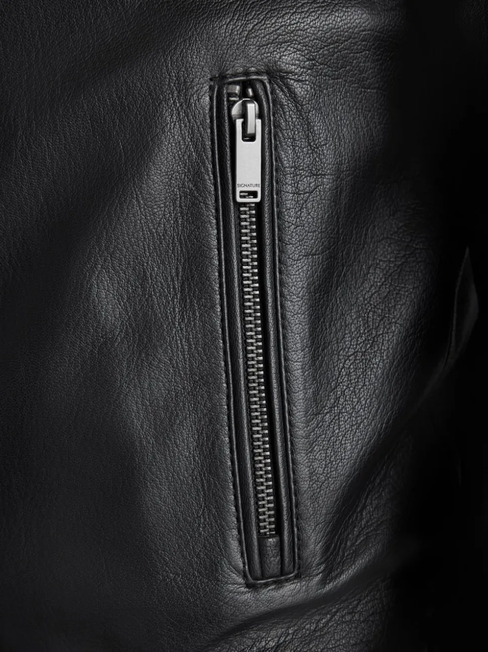 Black Signature Leather Bomber Jacket