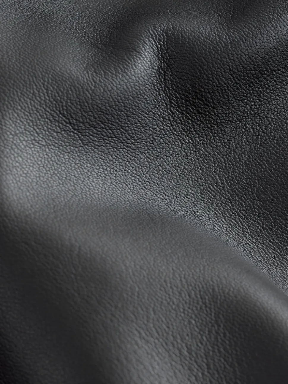 Black Signature Leather Funnel Neck Jacket