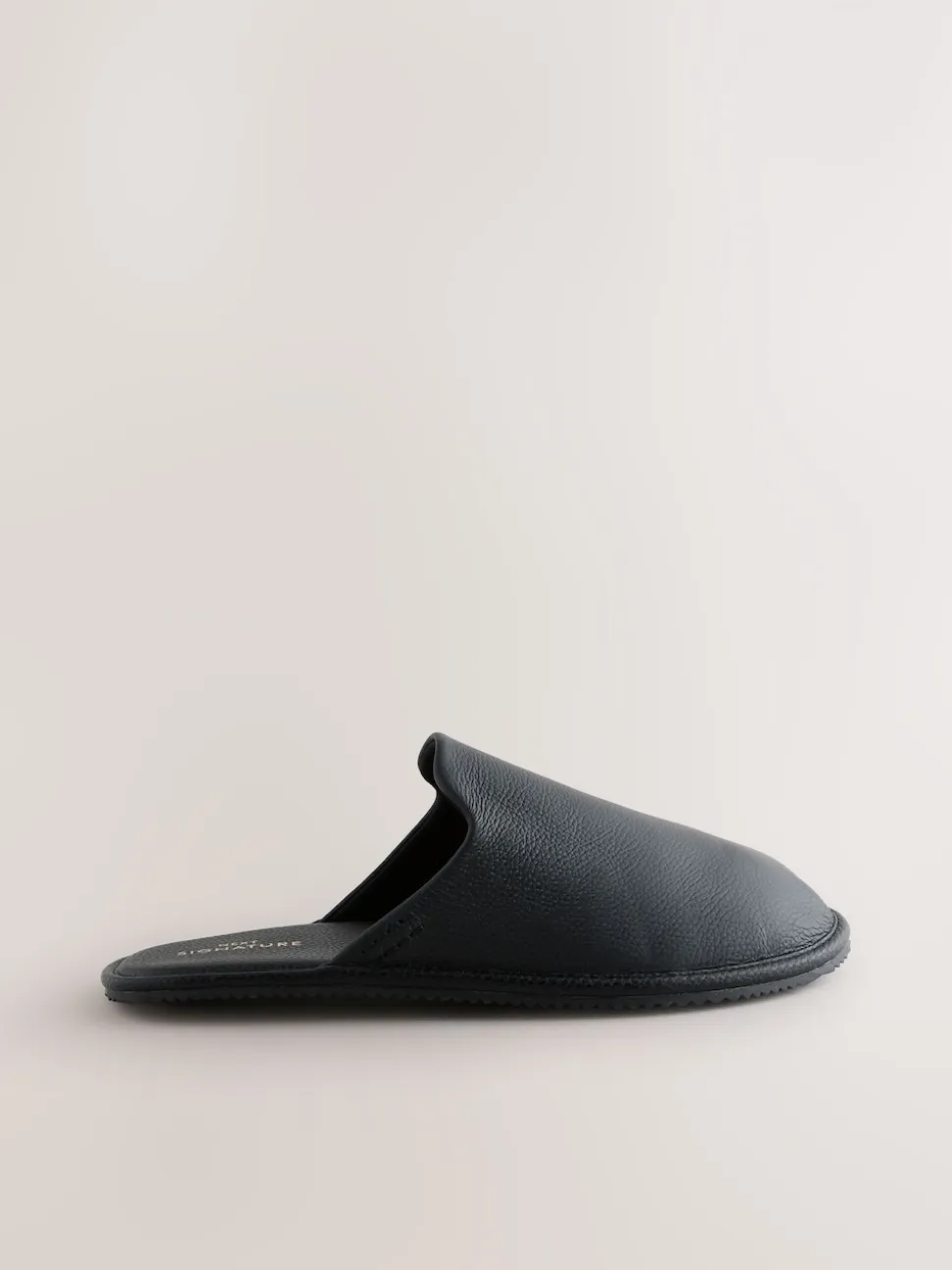 Black Signature Leather Mule Slippers