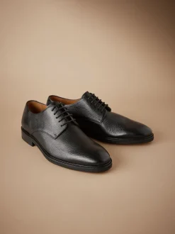 Black Signature Leather Sole Derby Shoes