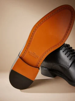 Black Signature Leather Sole Derby Shoes