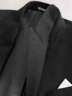 Black Signature Nova Fides 100% Italian Wool Double Breasted Tuxedo Suit Jacket