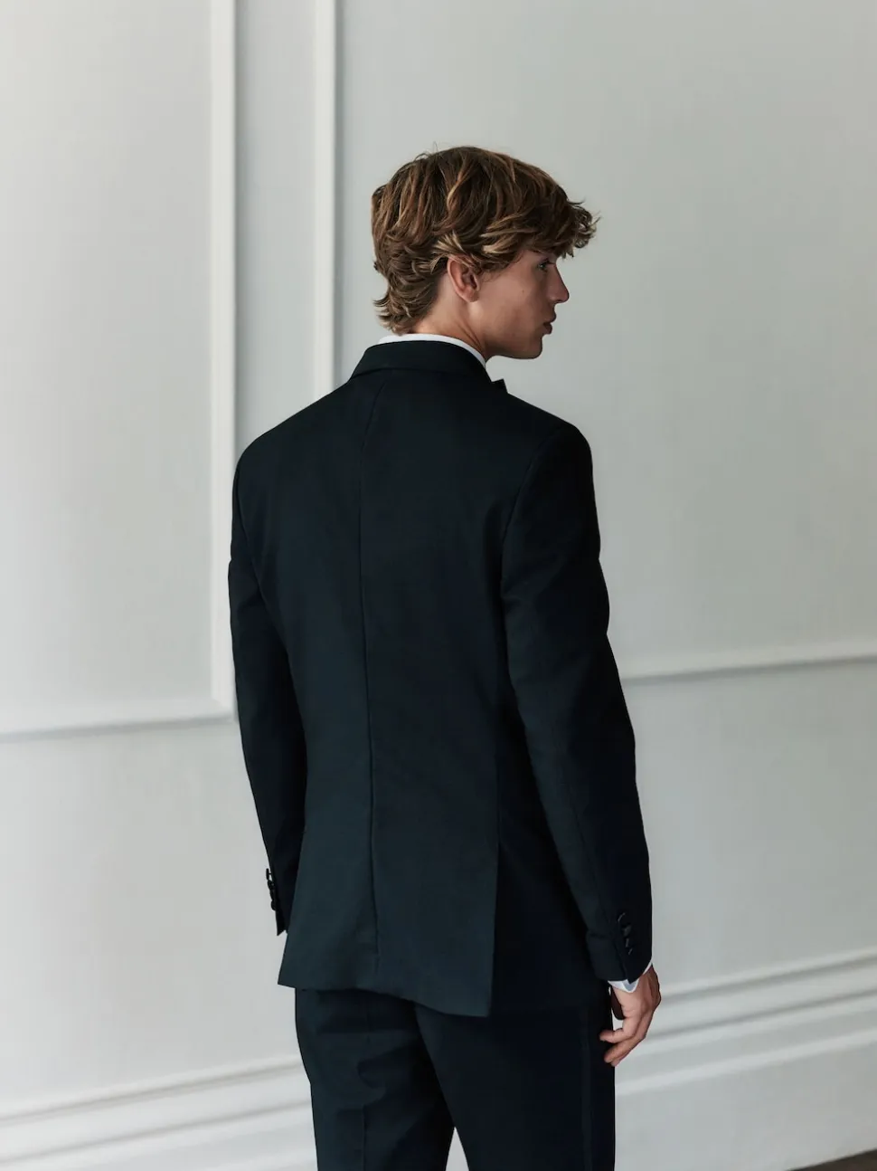 Black Signature Nova Fides 100% Italian Wool Double Breasted Tuxedo Suit Jacket
