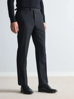 Black Signature Smart Textured Italian Wool Trousers with Side Adjusters