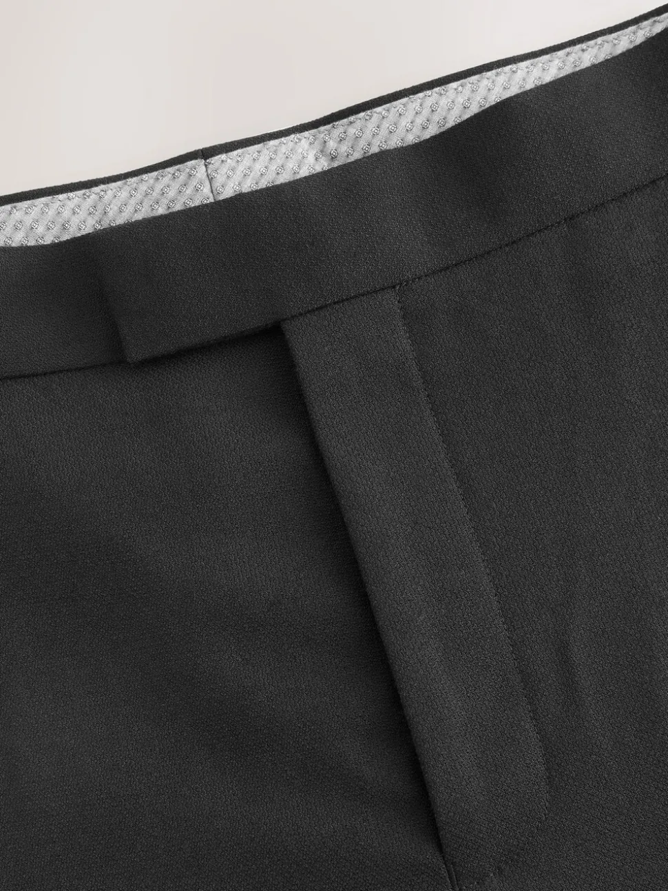 Black Signature Smart Textured Italian Wool Trousers with Side Adjusters