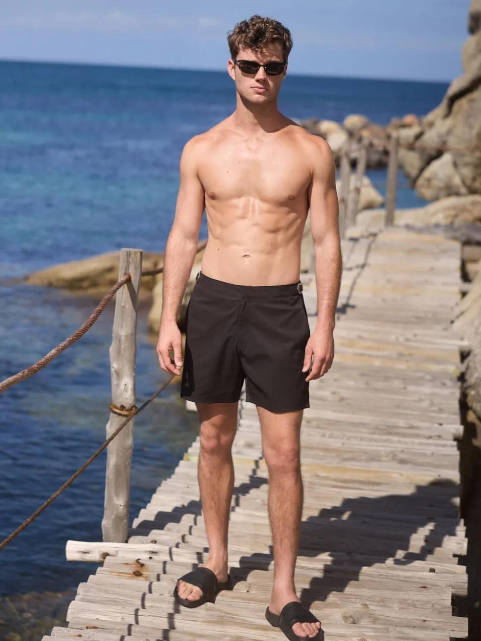 Black Signature Tailored Waistband Swim Shorts