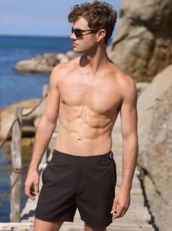 Black Signature Tailored Waistband Swim Shorts