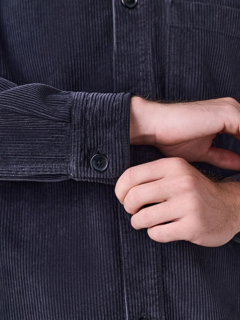 Black Single pocket Corduroy Shacket Overshirt