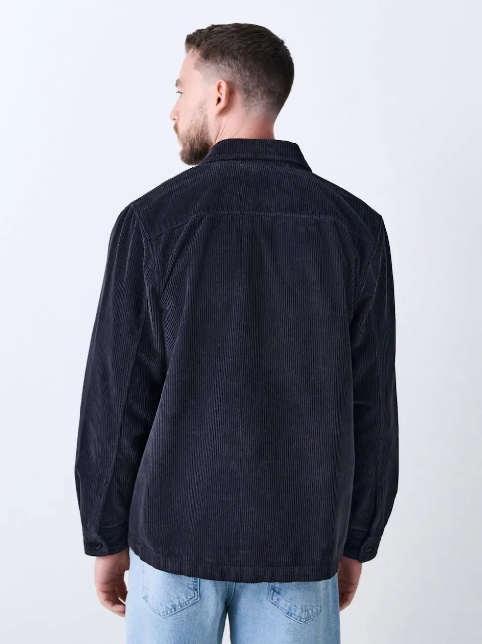 Black Single pocket Corduroy Shacket Overshirt
