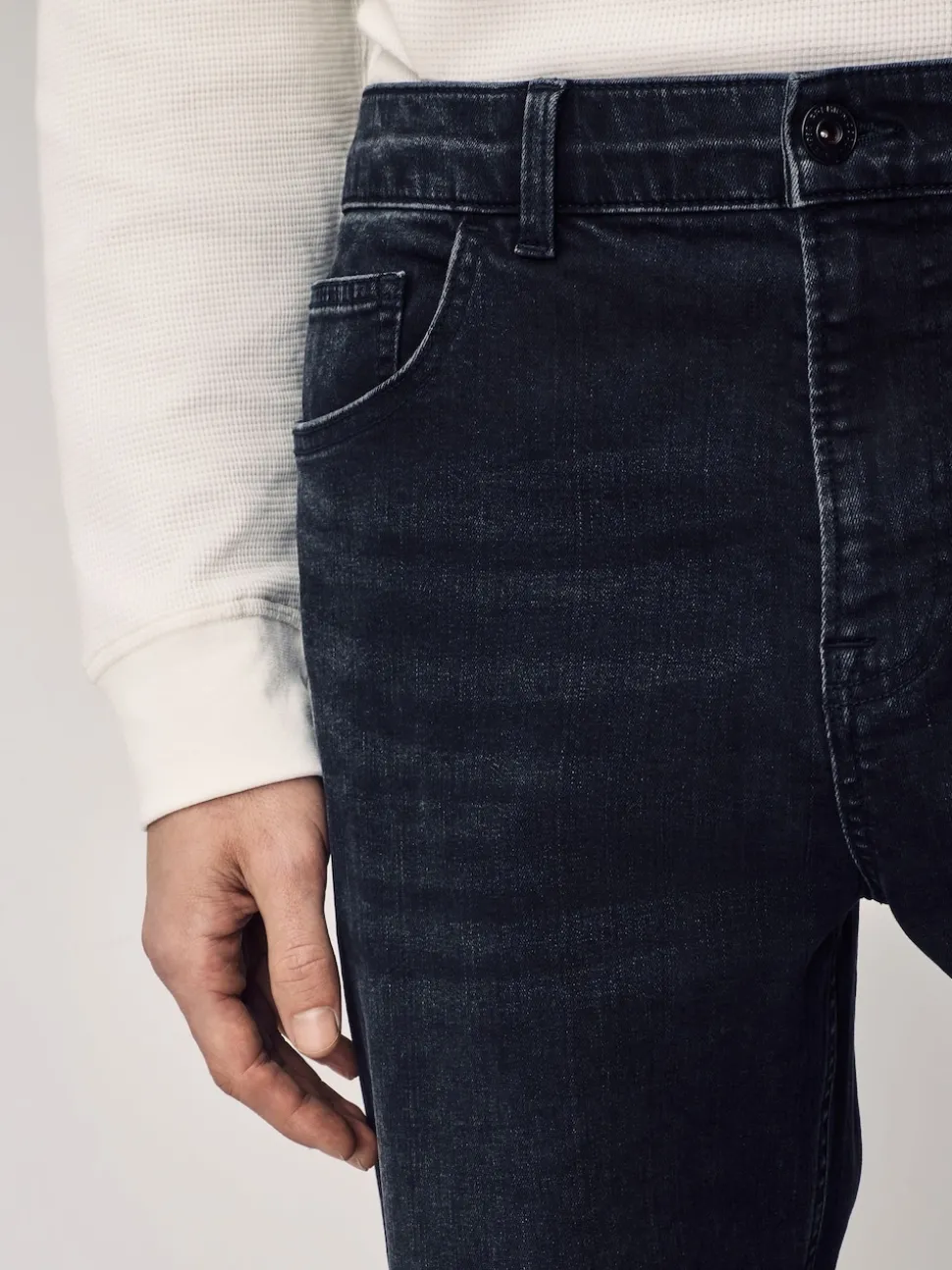 Black Single Straight Fit Classic Stretch Jeans
