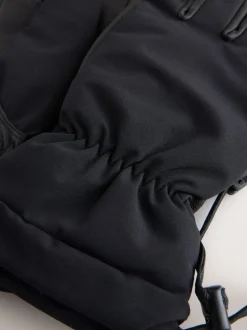 Black Ski Gloves With Leather