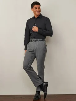 Black Skinny Fit Easy Care Single Cuff Smart Shirt