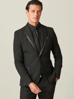 Black Skinny Fit Tuxedo Suit Jacket
