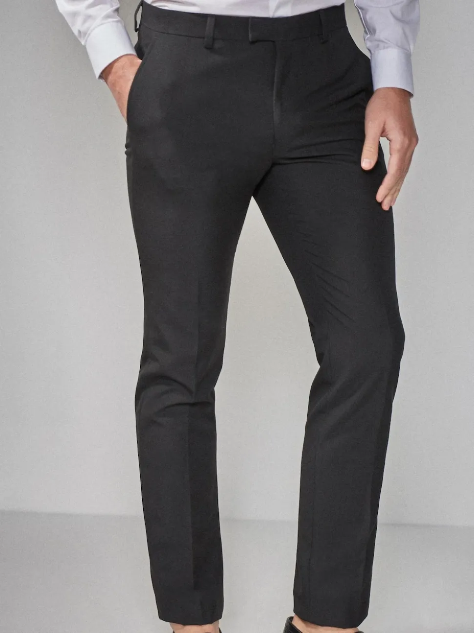 Black Skinny Fit Tuxedo Suit Trousers