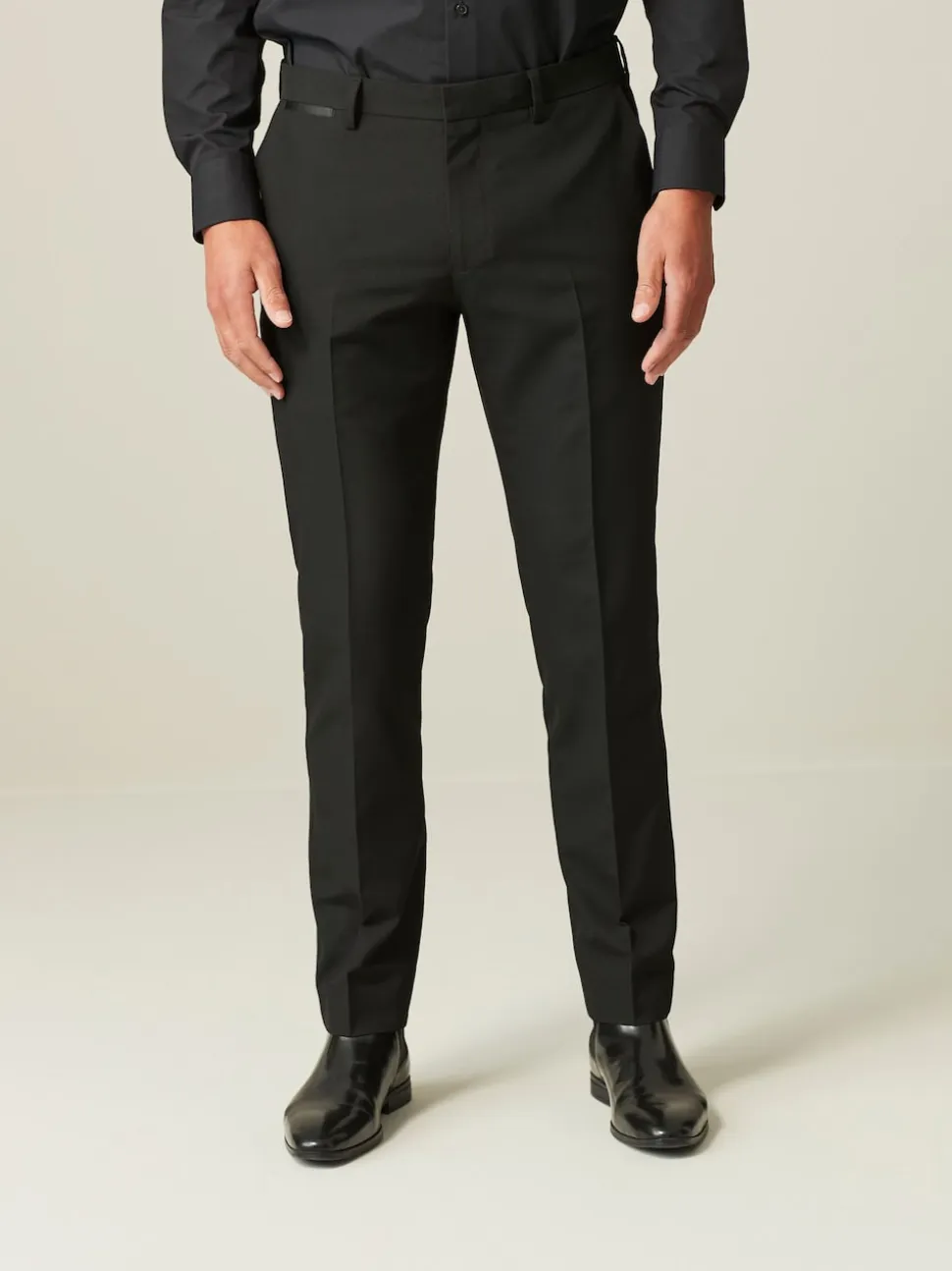 Black Skinny Fit Tuxedo Suit Trousers