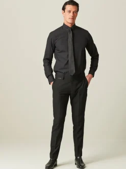 Black Skinny Fit Tuxedo Suit Trousers