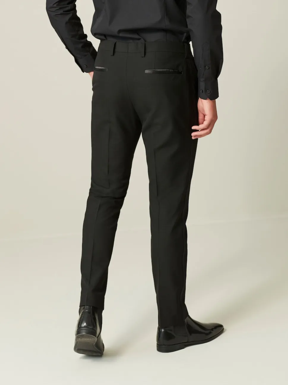 Black Skinny Fit Tuxedo Suit Trousers
