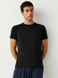Black Slim Fit 100% Cotton Layering T-Shirts 2 Pack