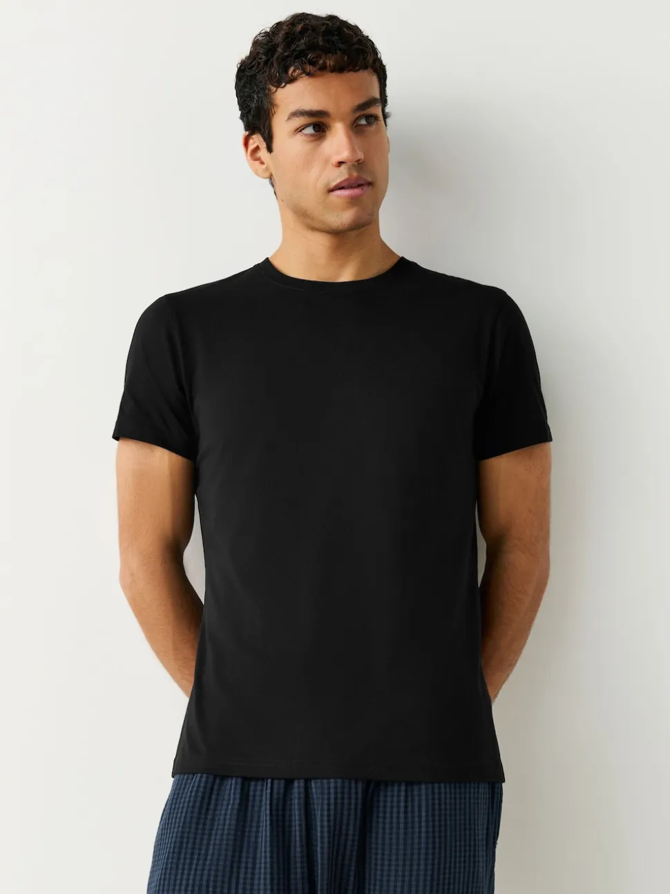 Black Slim Fit 100% Cotton Layering T-Shirts 2 Pack
