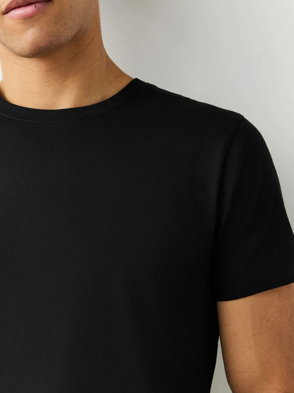 Black Slim Fit 100% Cotton Layering T-Shirts 2 Pack