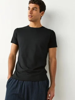 Black Slim Fit 100% Cotton Layering T-Shirts 5 Pack