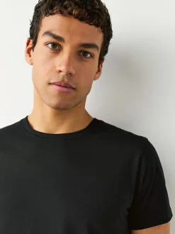 Black Slim Fit 100% Cotton Layering T-Shirts 5 Pack