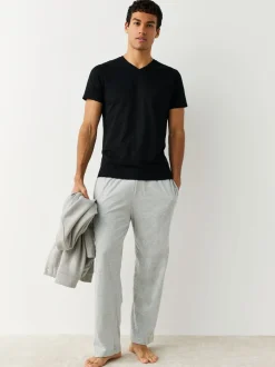 Black Slim Fit 100% Cotton V-Neck Layering T-Shirts 5 Pack