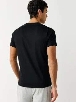 Black Slim Fit 100% Cotton V-Neck Layering T-Shirts 5 Pack