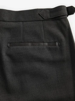 Black Slim Fit Adjustable Tuxedo Trousers With Wool