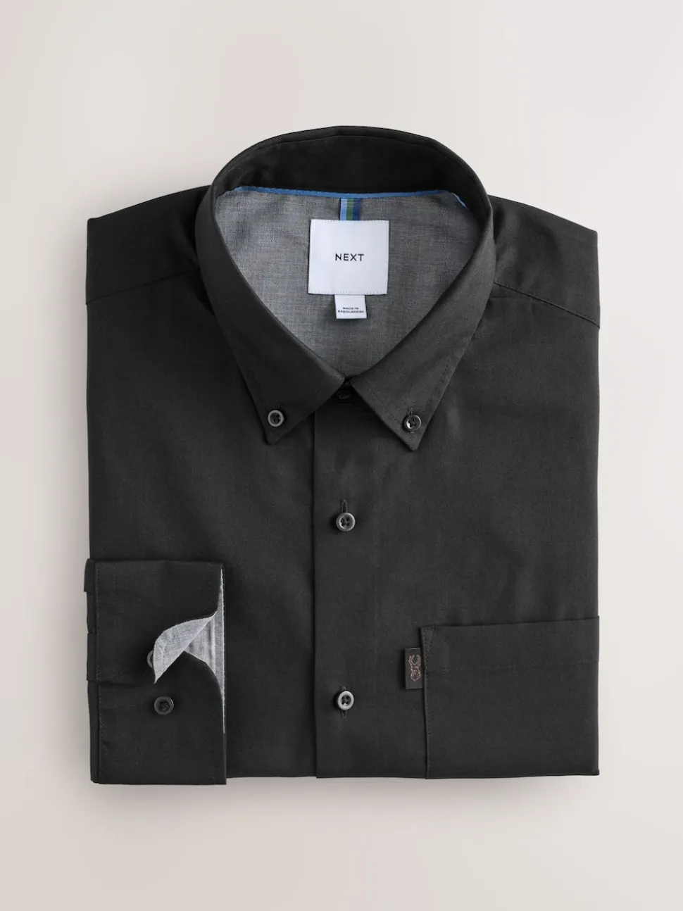 Black Slim Fit Button Down Easy Iron Oxford Shirt