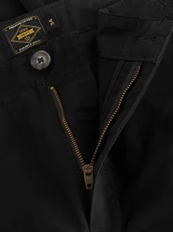 Black Slim Fit Cotton Stretch Cargo Trousers