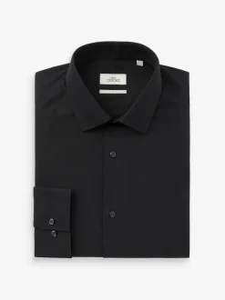 Black Slim Fit Easy Care Single Cuff Smart Shirt