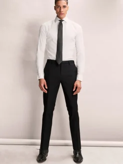 Black Slim Fit Elasticated Waist Motionflex Stretch Smart Trousers