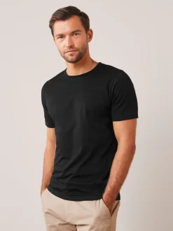 Black Slim Fit Essential Crew Neck Cotton T-Shirt
