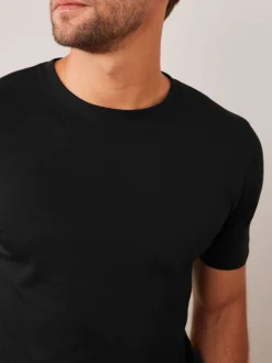 Black Slim Fit Essential Crew Neck Cotton T-Shirt