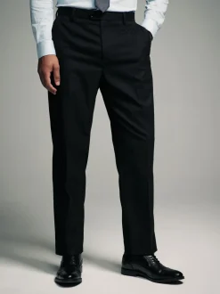 Black Slim Fit Flannel Suit Trousers