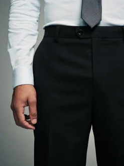Black Slim Fit Flannel Suit Trousers