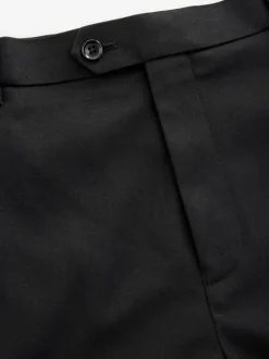 Black Slim Fit Flannel Suit Trousers