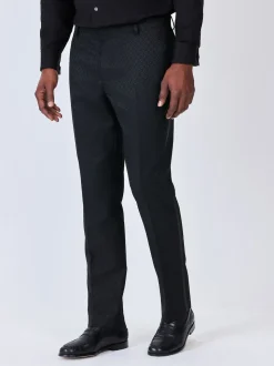 Black Slim Fit Jacquard Suit Trousers