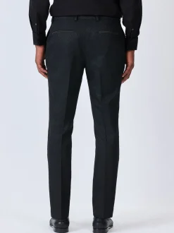 Black Slim Fit Jacquard Suit Trousers