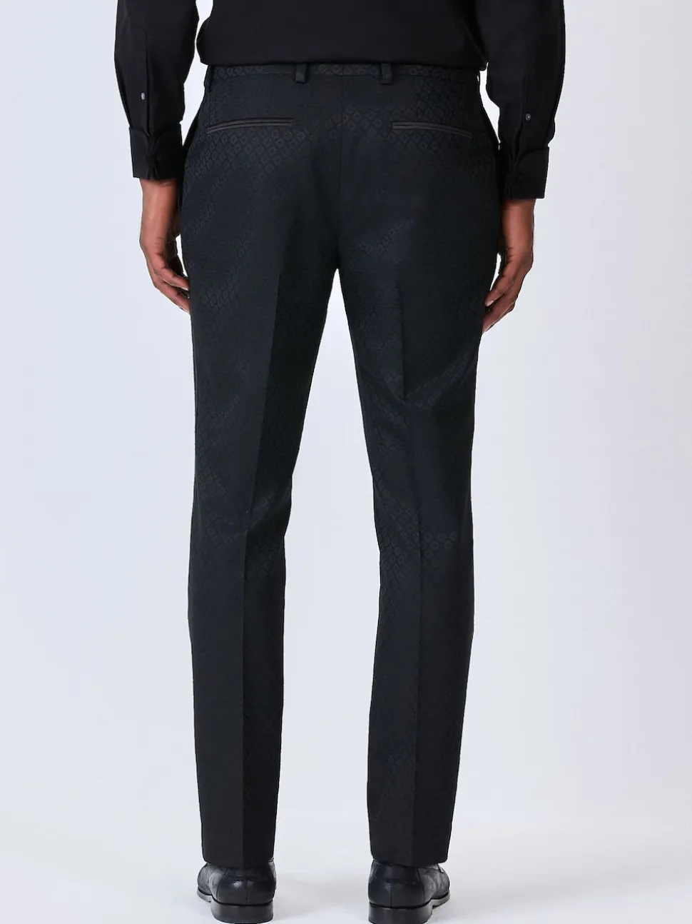 Black Slim Fit Jacquard Suit Trousers