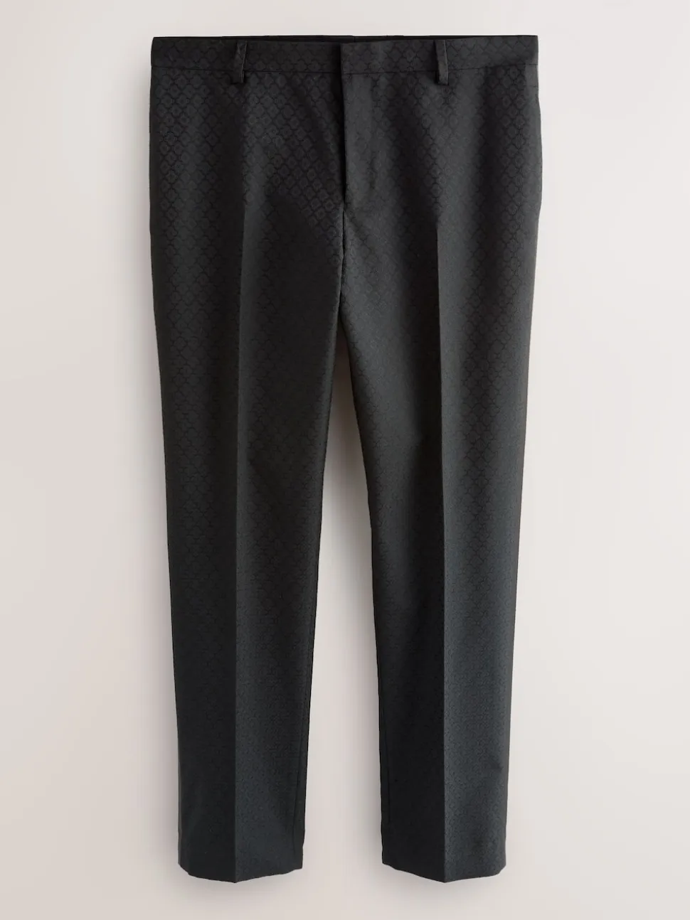 Black Slim Fit Jacquard Suit Trousers