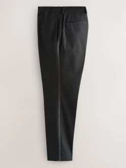 Black Slim Fit Jacquard Suit Trousers