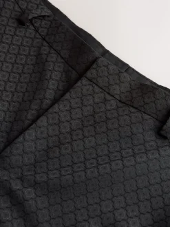 Black Slim Fit Jacquard Suit Trousers