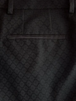 Black Slim Fit Jacquard Suit Trousers