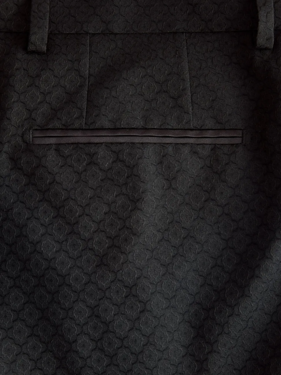 Black Slim Fit Jacquard Suit Trousers