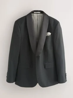 Black Slim Fit Jacquard Tuxedo Suit Jacket